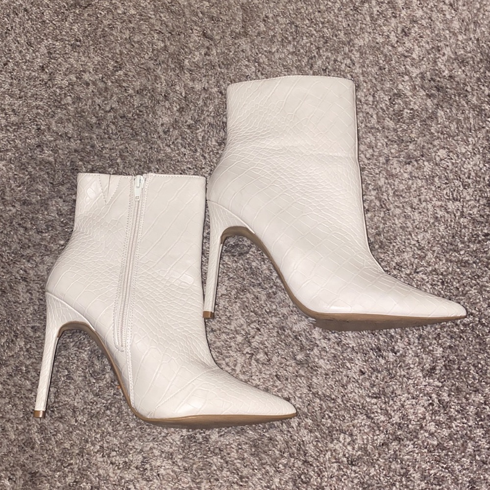 Express white croc stiletto boots